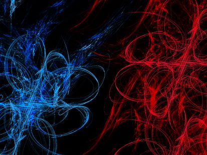 Cool HD, due foto di luci 3d blu e rosse, astratte, fantastiche, Sfondo HD HD wallpaper