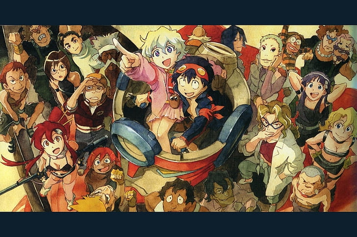 tengen toppa gurren lagann by hidd3nnin row row save the 1600x1000  Anime Hot Anime HD Art, HD wallpaper