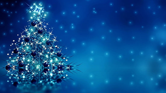 shine, snowflake, christmas lights, tree, electric blue, conifer, pine, christmas ornament, glitter, christmas tree, spruce, fir, christmas decoration, sky, glittering, blue, christmas, HD wallpaper HD wallpaper