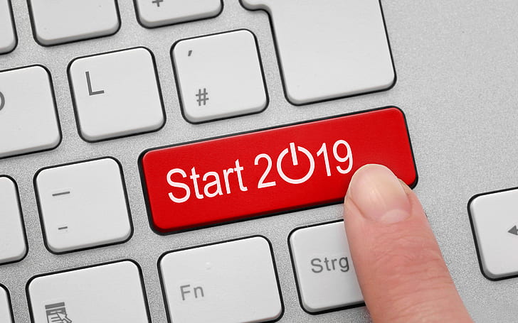 Nytt år, 2019 (år), fingrar, tangentbord, siffror, rött, HD tapet