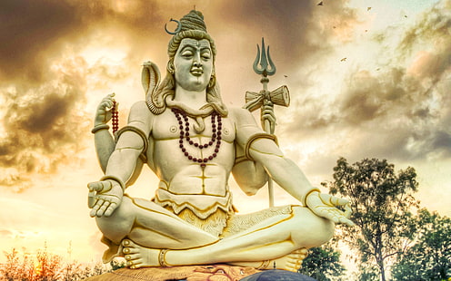 Статуя на Шива в Биджапур, статуята на Господ Шива, Бог, Бог Шива, Шива, статуя, господар, HD тапет HD wallpaper