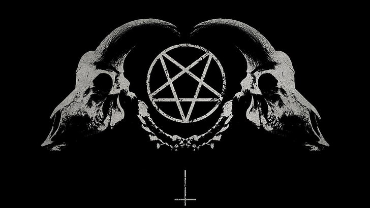 pentagram illustration, skull, Satan, pentagram, demon, satanic, HD wallpaper
