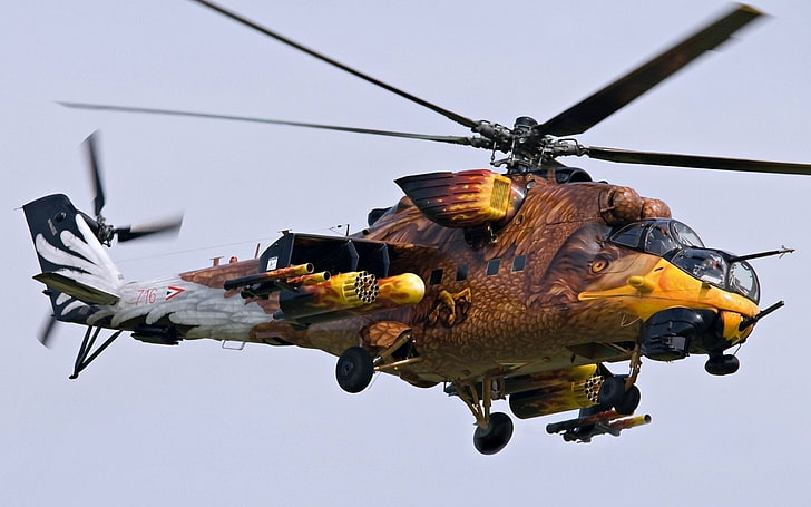 Helikoptery wojskowe, Mil Mi-24, samoloty, helikopter, wojsko, Tapety HD