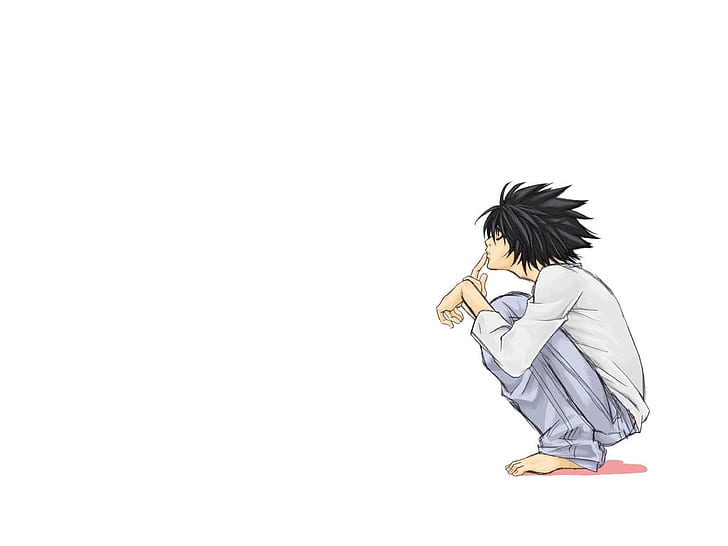 death note l white background 1024x768 Anime Death Note HD Art, Death Note, L., Tapety HD