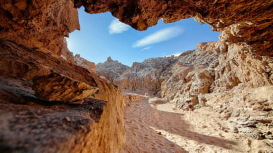 3840x2160, 자연, 바위, 모래, 동굴, 4K, HD, HD 배경 화면 HD wallpaper