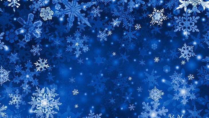 kepingan salju, musim dingin, pola, biru, Wallpaper HD