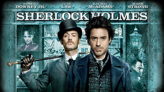 Sherlock Holmes, sherlock holmes movie poster, movies, 1920x1080, robert downey jr., sherlock holmes, dr. john watson, jude law, HD wallpaper HD wallpaper