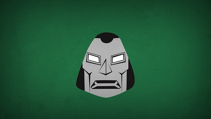 Ilustración de cabeza de robot gris, Marvel Comics, Dr. Doom, villanos, Blo0p, minimalismo, Fondo de pantalla HD