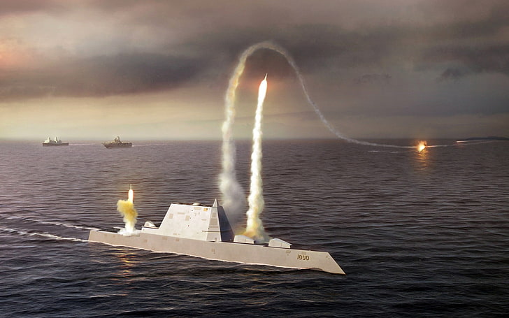 Destroyer, missiles, military, weapon, sea, boat, DDX, HD wallpaper