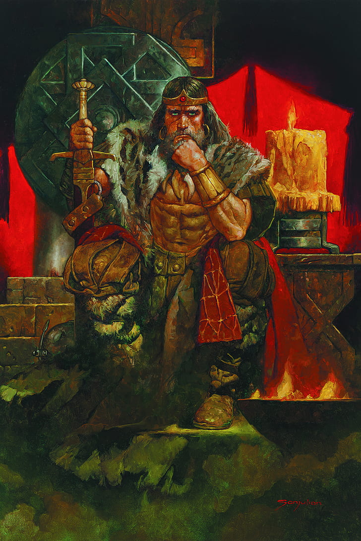 Conan der Barbar, Malerei, alter Mann Conan, HD-Hintergrundbild, Handy-Hintergrundbild