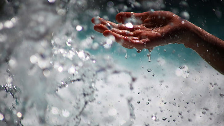 Wasser, Hände, Wassertropfen, Spritzer, Bokeh, HD-Hintergrundbild
