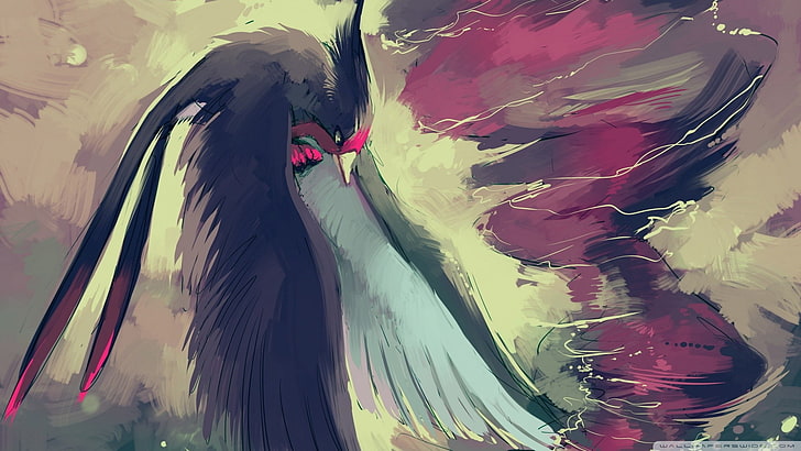 schwarze Falken- und Tornado-Kunstwerke, Pokémon, Swellow, Vögel, HD-Hintergrundbild