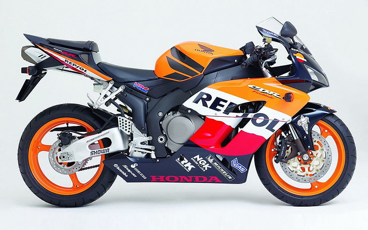 orange Repsol sportbike, honda, fireblade, 1000 rr, cbr, HD wallpaper