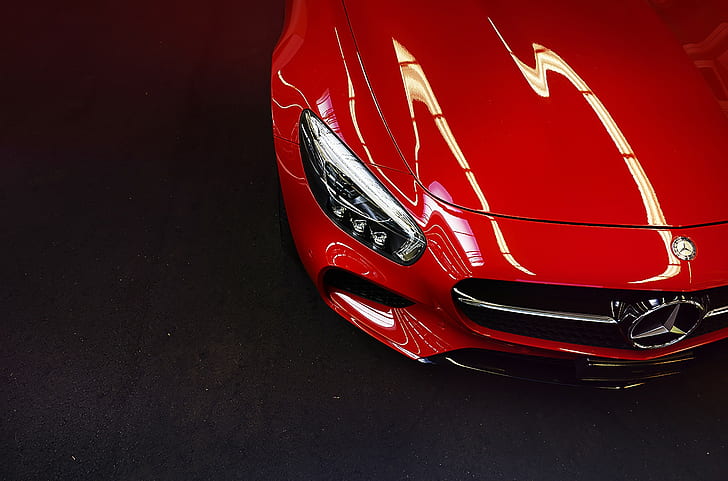 car, Mercedes-AMG, red cars, red, asphalt, gloss, HD wallpaper