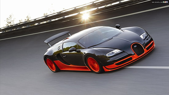 โมเดลรถคูเป้สีแดงและสีดำรถยนต์ Bugatti Veyron ยานพาหนะ, วอลล์เปเปอร์ HD HD wallpaper