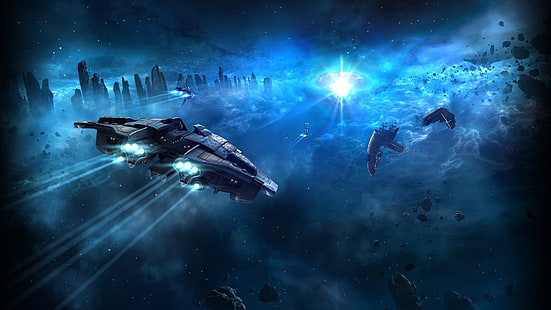 черный космический корабль цифровые обои, EVE Online, космос, космический корабль, HD обои HD wallpaper