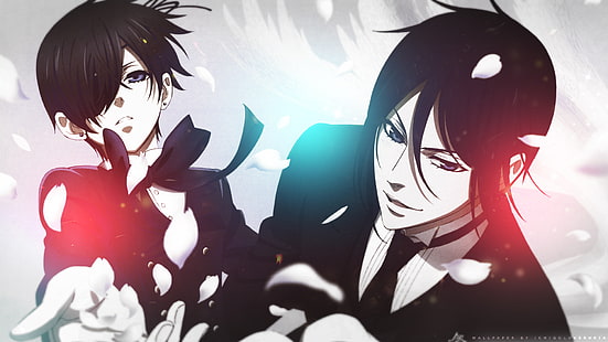 kuroshitsuji, sebastian, ciel phantomhive, schwarzer butler, anime, HD-Hintergrundbild HD wallpaper