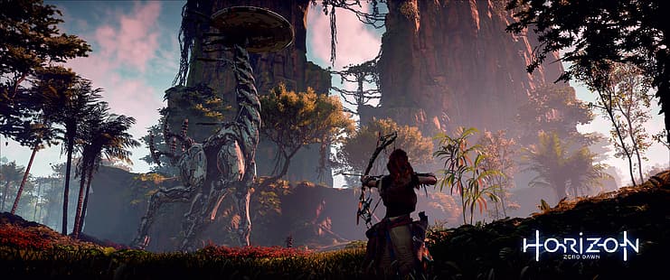 Horizon: Zero Dawn, ultra-weite Videospielkunst, Aloy (Horizon: Zero Dawn), HD-Hintergrundbild HD wallpaper