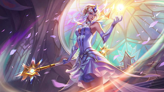 purple sleeveless dress anime character, Lux (League of Legends), wands, Summoner's Rift, League of Legends, HD wallpaper HD wallpaper
