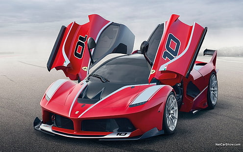 червен и черен луксозен автомобил, Ferrari FXX K, автомобил, HD тапет HD wallpaper
