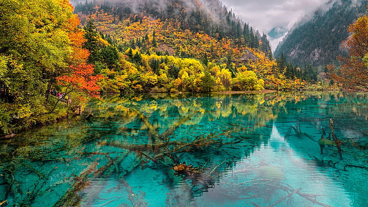 Crystal Lake China Jiuzhaigou National Park Fondo de pantalla HD 1920 × 1080, Fondo de pantalla HD
