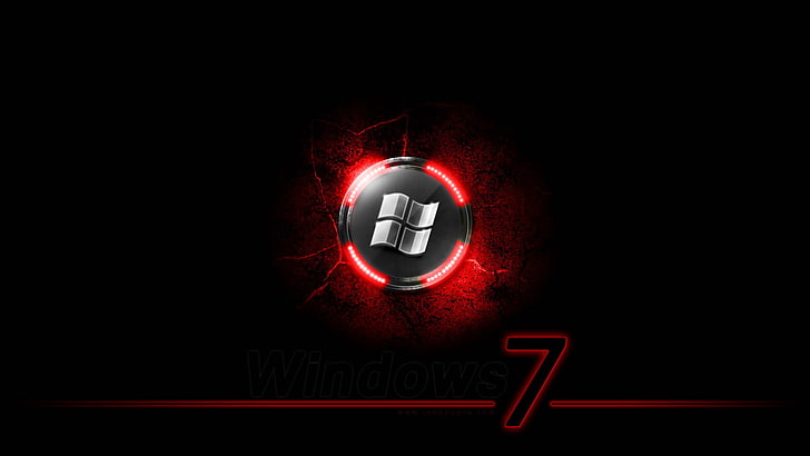 red and black LED light, Windows 7, red, HD wallpaper
