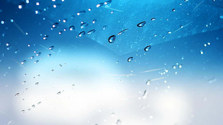 water drops, bluish, HD wallpaper