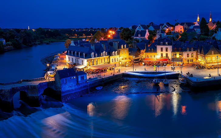 Auray Morbihan, Frankrike, arkitektur, natt, HD tapet