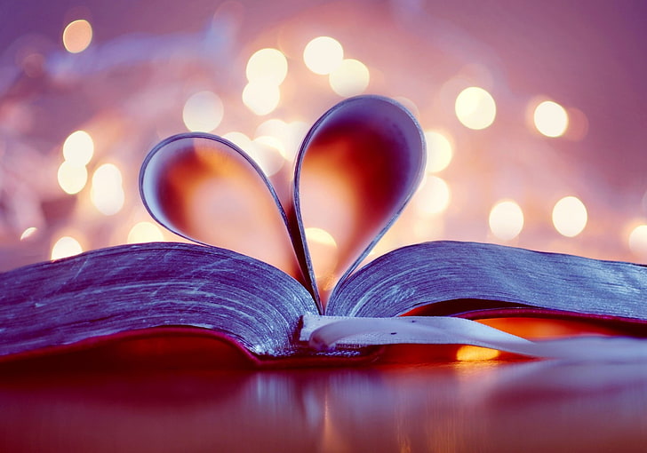 หนังสือสีเทา, หนังสือ, หัวใจ, หน้า, แสงจ้า, ที่คั่นหน้า, วอลล์เปเปอร์ HD