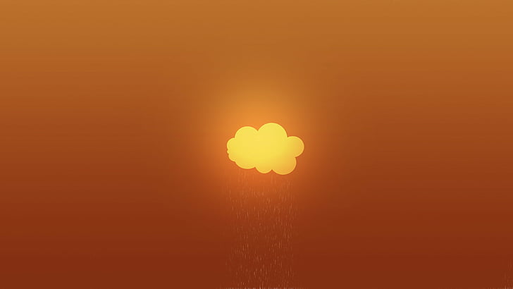 облака, градиент, минималистичный, оранжевый, HD обои