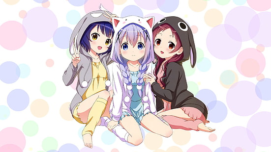 Anime, Ist der Orden ein Kaninchen ?, Chino Kafū, Maya Jouga, Megumi Natsu, HD-Hintergrundbild HD wallpaper