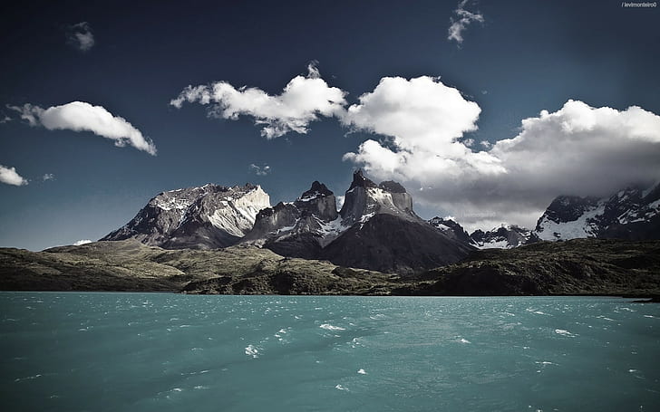 ธรรมชาติ, อุทยานแห่งชาติ Torres del Paine, ท้องฟ้า, สีฟ้า, ภูเขา, ทะเล, วอลล์เปเปอร์ HD