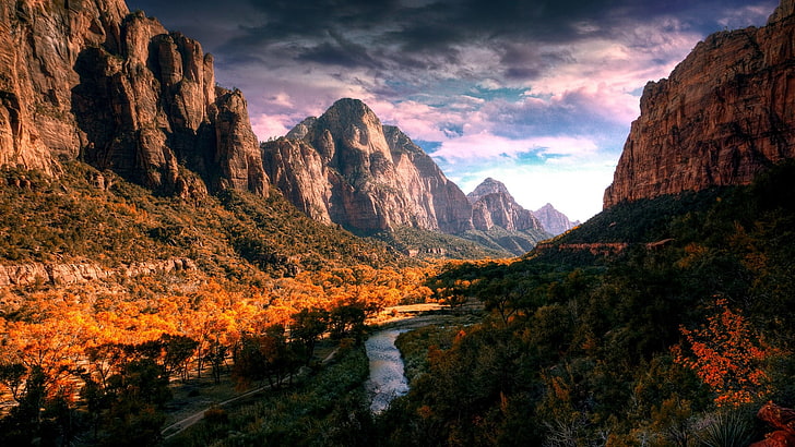 montagnes et arbres, Grand Canyon, Arizona, nature, HDR, rivière, paysage, montagnes, Fond d'écran HD