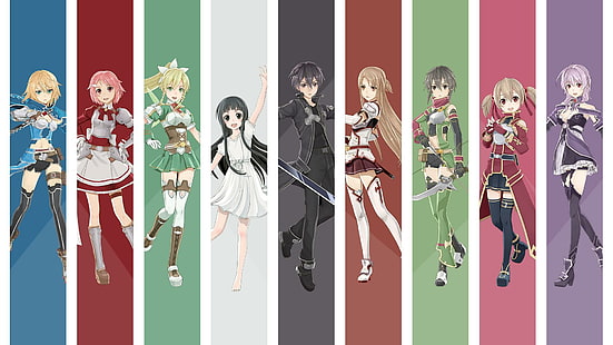 Anime Girls، Sword Art Online، Kirigaya Kazuto، Yuuki Asuna، Asada Shino، Shinozaki Rika، Kirigaya Suguha، Ayano Keiko، Anime Girls، Sword Art Online، kirigaya kazuto، yuuki asuna، asada shino، shinozaki rika، kirigaya suguha، ayano keiko، فن السيف على الإنترنت: الأغنية المفقودة ، yui-mhcp001، خلفية HD HD wallpaper
