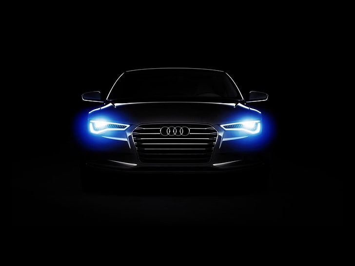 black Audi car, background, Audi, HD wallpaper