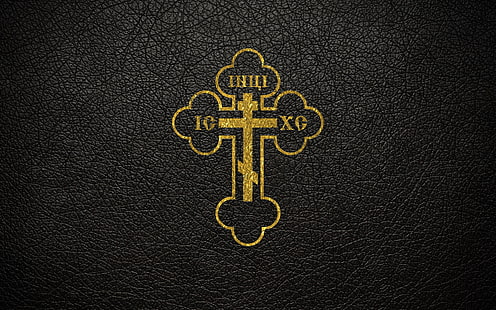  leather, Cross, gold, Orthodoxy, The crucifixion, Orthodox Cross, The Cross Of The Lord, HD wallpaper HD wallpaper