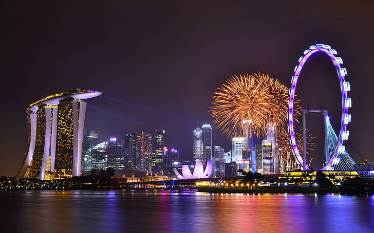 Singapore Fireworks Magazine, cities, fireworks, magazine, singapore, HD wallpaper