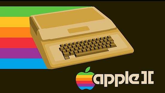 เทคโนโลยีคอมพิวเตอร์ย้อนยุคคอมพิวเตอร์พื้นหลังเรียบง่าย Apple II งานศิลปะสีสันวินเทจ Apple Computer, วอลล์เปเปอร์ HD HD wallpaper