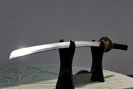 Schwarz-Weiß-Ledergürtel, Katana, Schwert, Japan, HD-Hintergrundbild HD wallpaper