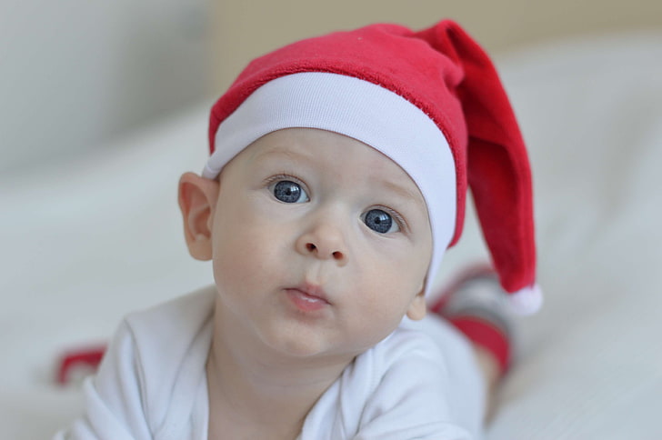 愛らしい、赤ちゃん、青い目、子供、クリスマス、かわいい、 HDデスクトップの壁紙