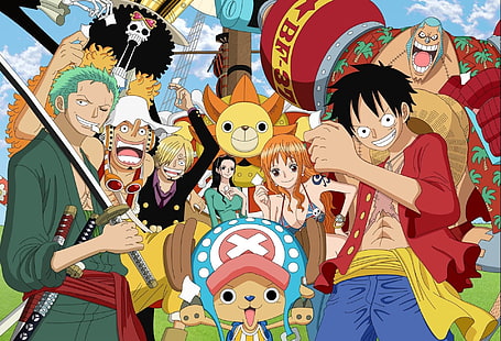 Wallpaper One Piece, Anime, One Piece, Brook (One Piece), Franky (One Piece), Nami (One Piece), Nico Robin, Sanji (One Piece), Sunny (One Piece), Tony Tony Chopper, Usopp (One Piece)), Zoro Roronoa, Wallpaper HD HD wallpaper