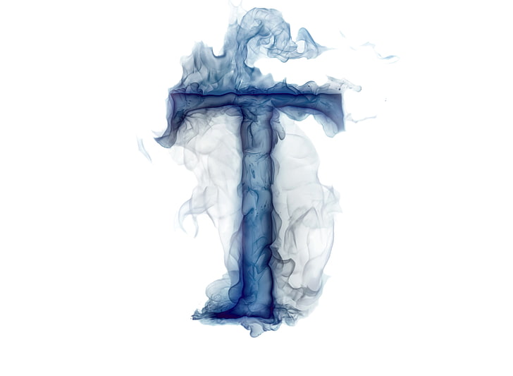 ilustração de fumaça azul T, fumaça, gás, carta, Litera, HD papel de parede