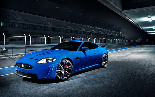 Jaguar, Jaguar XKR-S, Jaguar XKR, coches azules, coche, Fondo de pantalla HD HD wallpaper