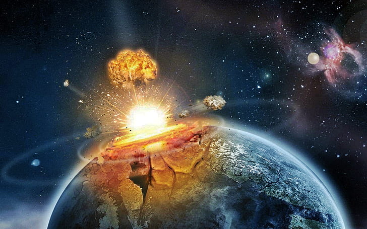 The Explosion Of A Meteor Collision With Earth Wallpaper Hd, HD wallpaper