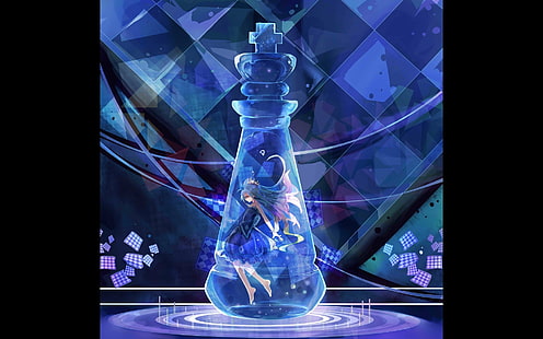 Kein Spiel, kein Leben, Shiro (No Game No Life), blau, Schach, blaue Haare, Anime, Anime Girls, HD-Hintergrundbild HD wallpaper