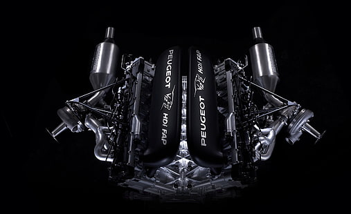 เครื่องยนต์ Peugeot V12 HDi FAP, ชิ้นส่วนรถ Peugeot สีดำและสีเทา, รถยนต์, เครื่องยนต์รถยนต์, เครื่องยนต์, Peugeot, วอลล์เปเปอร์ HD HD wallpaper