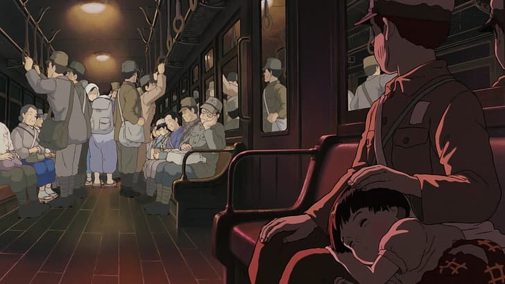 tren, Studio Ghibli, anime, Grave of the Fireflies, Fondo de pantalla HD
