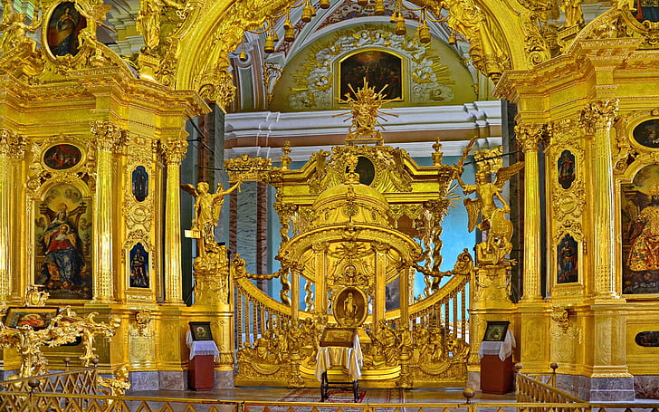 Иконостас на катедралата Петър и Павел, Санкт Петербург, Русия Flickr 098768864, HD тапет