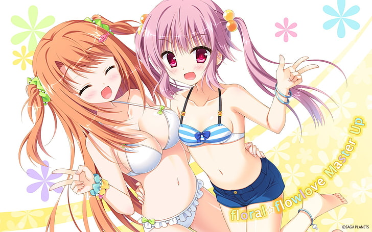 Anime, Anime Girls, lange Haare, offenes Hemd, rosa Haare, rosa Augen, HD-Hintergrundbild