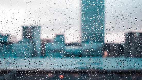 kaca, air, tetes, kota, kota, hujan, jendela, latar belakang, Wallpaper HD HD wallpaper
